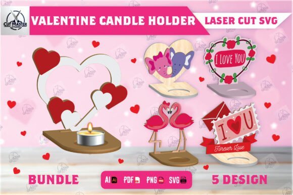 Paquete De Portavelas Para San Valentin 3 Creativo Digital